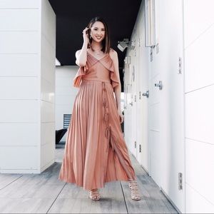 Banana Republic x Olivia Palermo off the shoulder pleated dress